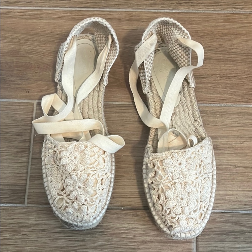Polo by Ralph Lauren Cream Espadrilles with Chrocet Detailing